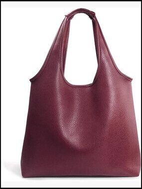 Oversized Vegan Leather Hobo Tote Slouchy Minimalist Chic Handbag Work Weekender